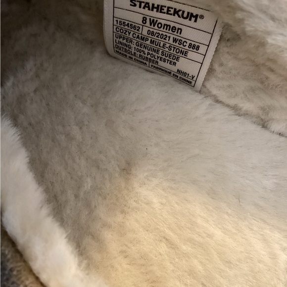 Staheekum Women's Camp Mule Sneaker Genuine Leather Fur Suede Slip On STONE-SZ 8 - Picture 4 of 4